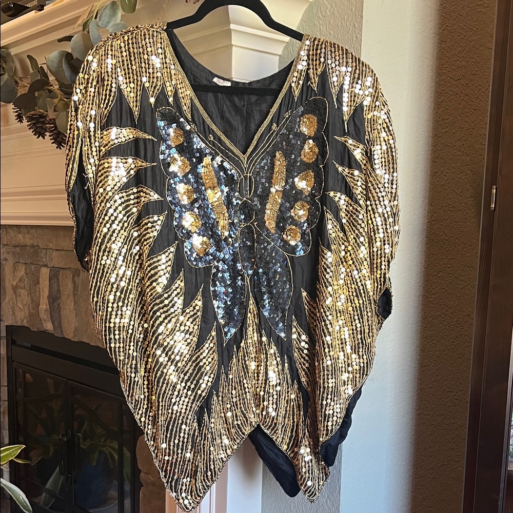Vintage Sequin Butterfly Top